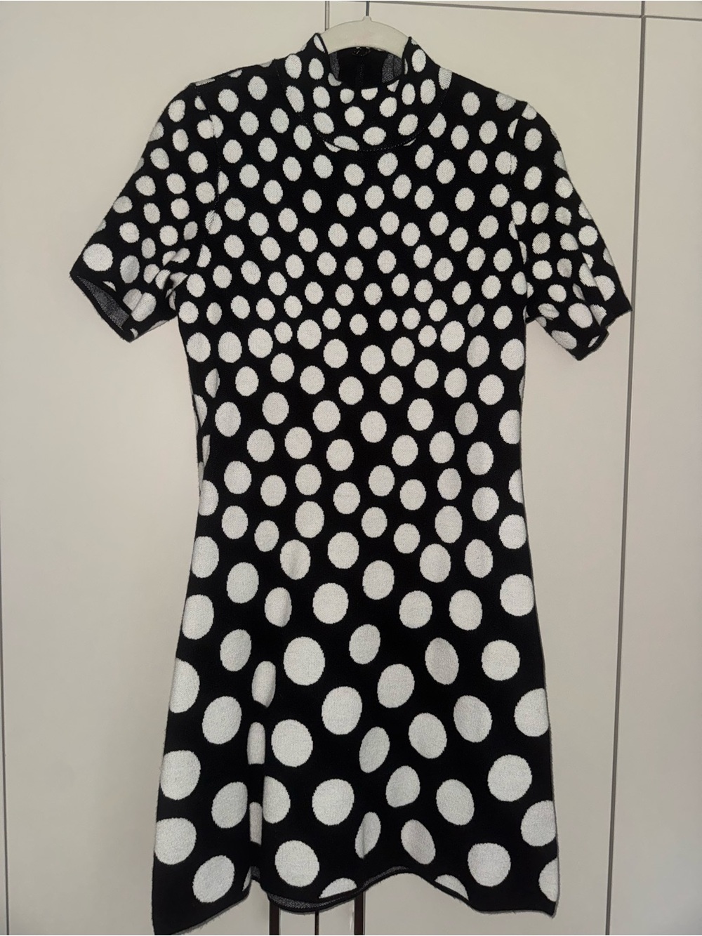 Anthropologie Black and White Polka Dot Mini Dress
